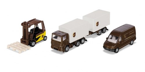 Siku Logistik Spielset UPS LKW mit Gabelstapler und Anhänger