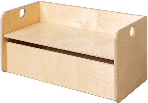 Van Dijk Toys Holz Kubusbank / Kinderbank mit Aufbewahrung Natur - 70x35x35cm ab 1 Jahr (Kinderbetreuungsqualitt)