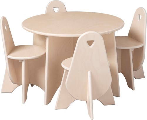 Pertina - Van Dijk Toys houten tafel en 4 stoelen set Apollo voor Peuters - White Wash
