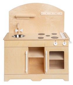 Van Dijk Toys Holzspielzeug Kche / Spielkche XL - Natur mit Wei (Kinderbetreuungsqualitt)