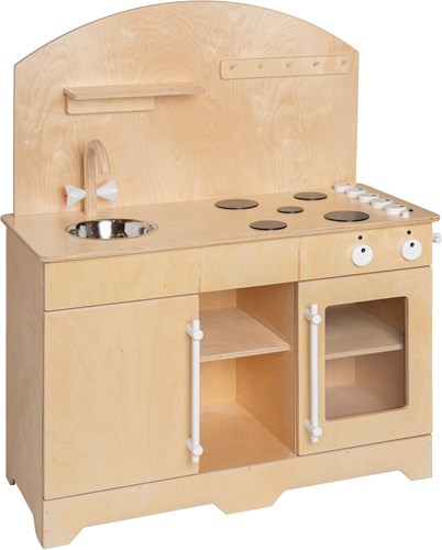 Van Dijk Toys Holzspielzeug Kche / Spielkche XL - Natur mit Wei (Kinderbetreuungsqualitt)-2