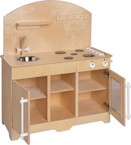 Van Dijk Toys Holzspielzeug Kche / Spielkche XL - Natur mit Wei (Kinderbetreuungsqualitt)-3