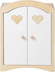 Van Dijk Toys Holzspielzeug Puppengarderobe - Natur mit weiß (Kita-Qualität)
