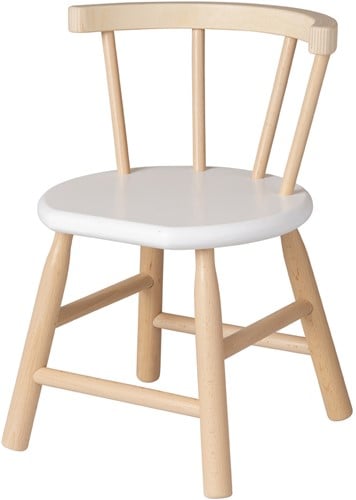 Van Dijk Toys Holz Kinderstuhl mit gebogenem Rcken - Naturholz & Wei (Kinderbetreuungsqualitt)