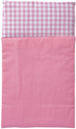 Van Dijk Toys Bettdecke für Holzpuppenwagen - Rosa und weiß kariert-2