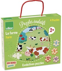 Vilac Bauernhof Puzzle Set - Lernspielzeug mit 4 Puzzles