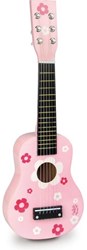 Vilac Holzgitarre Blumen rosa Kindergitarre mit Plektrum und Ersatzsaite