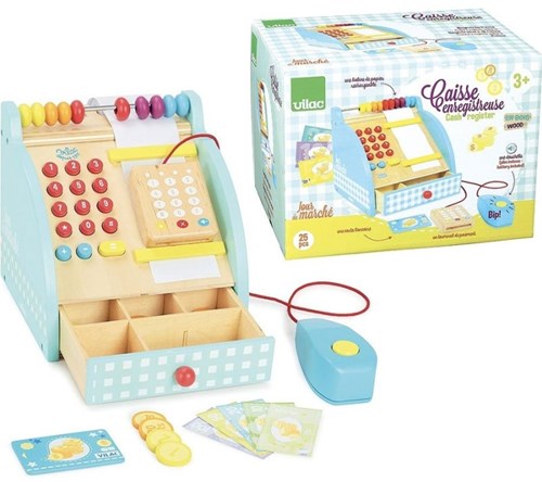 Vilac Holz-Kasse Spielset - 25-teilig mit Scanner und Geld