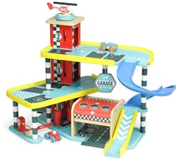 Vilac Holzspielzeug Garage mit Aufzug und Zubehör - Vilacity