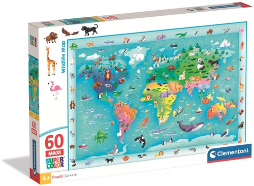 Clementoni Puzzle - 60 Maxi Teile - Wildlife Karte 2025 - Lernspielzeug-2