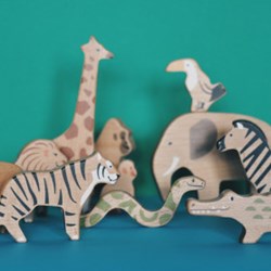 Bajo Spielzeug Dschungel Tiere Set - pädagogisches Kartonspiel