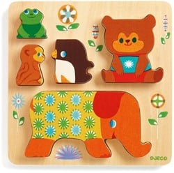 DJECO - DJECOEinrastbares Puzzle und Puzzle Woodypile, Mehrfarbig (15)