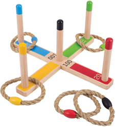 BigJigs Holz Ringwurfspiel - klassisches Outdoor-Spielzeug für Kinder