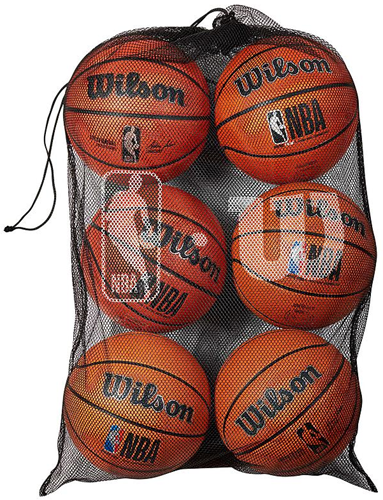 Wilson NBA Basketball Mesh Tasche - Tragetasche für 6 Basketbälle - Schwarz