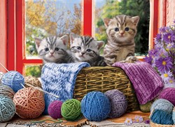 Eurographics Puzzle Knittin' Kittens - 500 XXL Teile Katzen Tiere