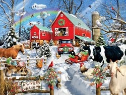 SunsOut Puzzle XXL Teile - Winter Barn - 500 Teile Puzzle
