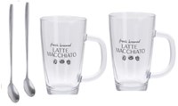 Excellent Houseware Latte Macchiato Gläser Set - 2 Stück mit Löffeln 300 ml