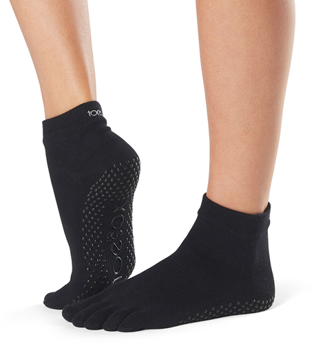 Toesox Full Toe Ankle Non Slip Socks - Black - Medium 6-8.5