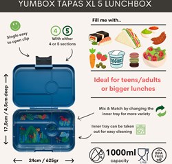 Yumbox Bento Brotdose Tapas XL - 5 Fächer - auslaufsicher - Monte Carlo Blue