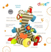 Dolce Toys Spielzeug Klassisches Aktivitäts-Kuscheltier Zebra Zeddy - 25 cm-2
