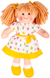 BigJigs Puppe Zoe - weiche Stoffpuppe Mädchen 28 cm Kuschelpuppe